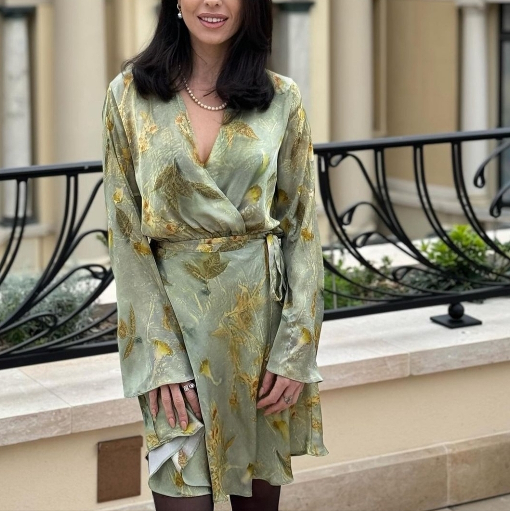 Zara *New* Printed Satin Effect Pareo Party Dress Size Small